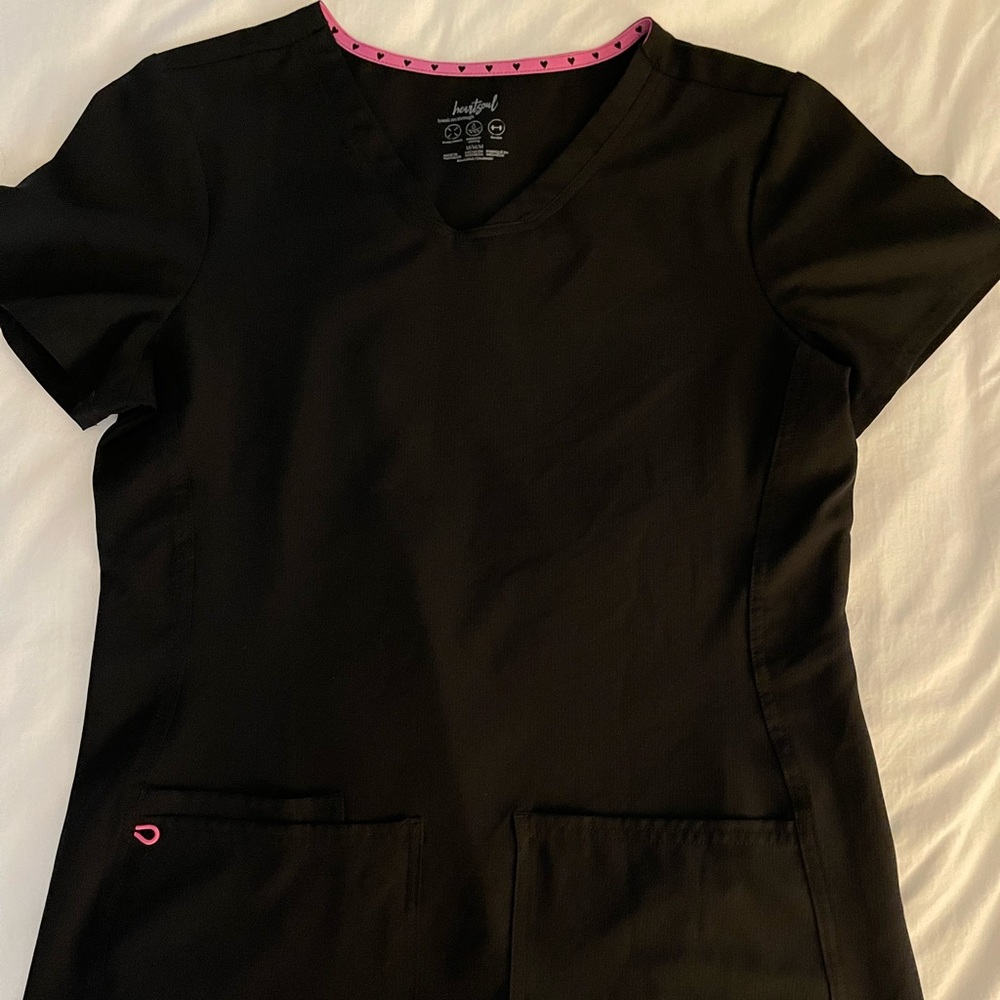 HeartSoul Black Scrub Top, Medium